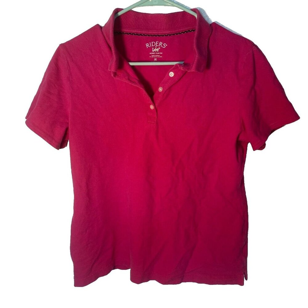 Riders By Lee Women's Polo Shirt Pink Short Sleeve Button Up Collar Size M